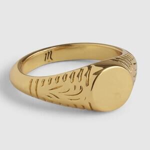 Madewell Engraved Signet Ring NWT Antique Gold Size 6